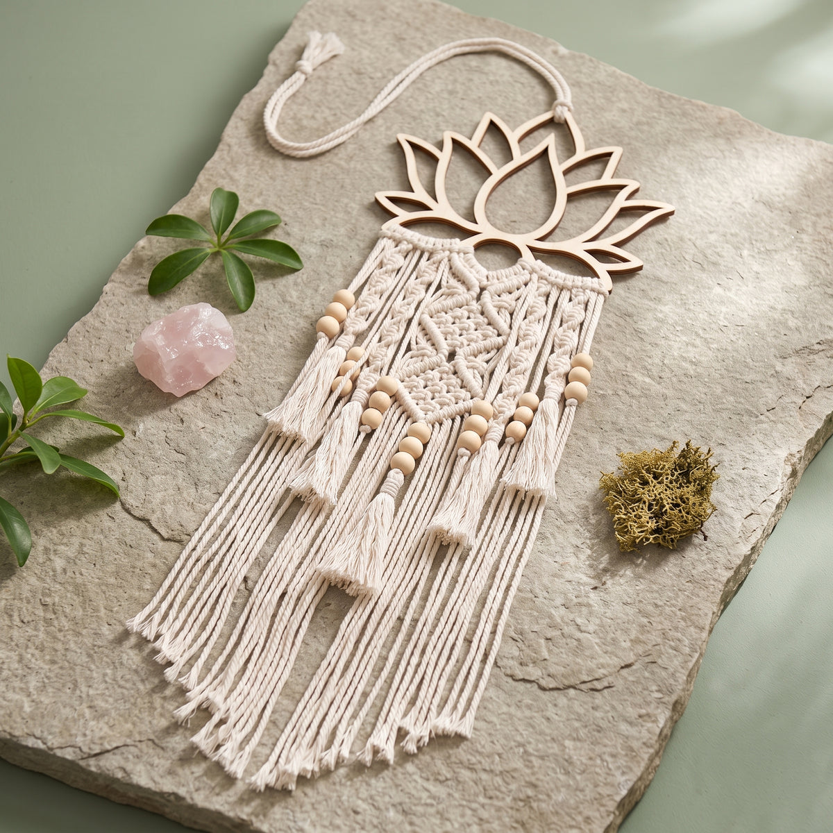 Atrapasueños bohemio flor de loto artesanal