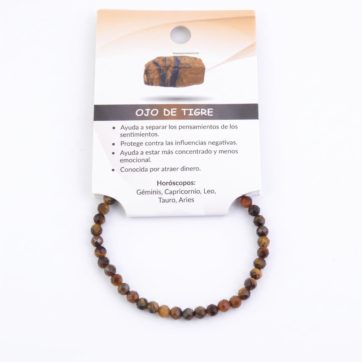 Pulsera Ojo de Tigre Facetada Elástica de 4 mm