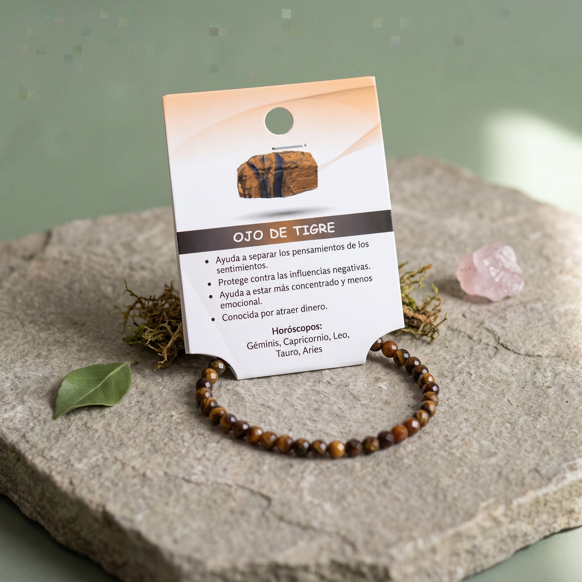 Pulsera Ojo de Tigre Facetada Elástica de 4 mm