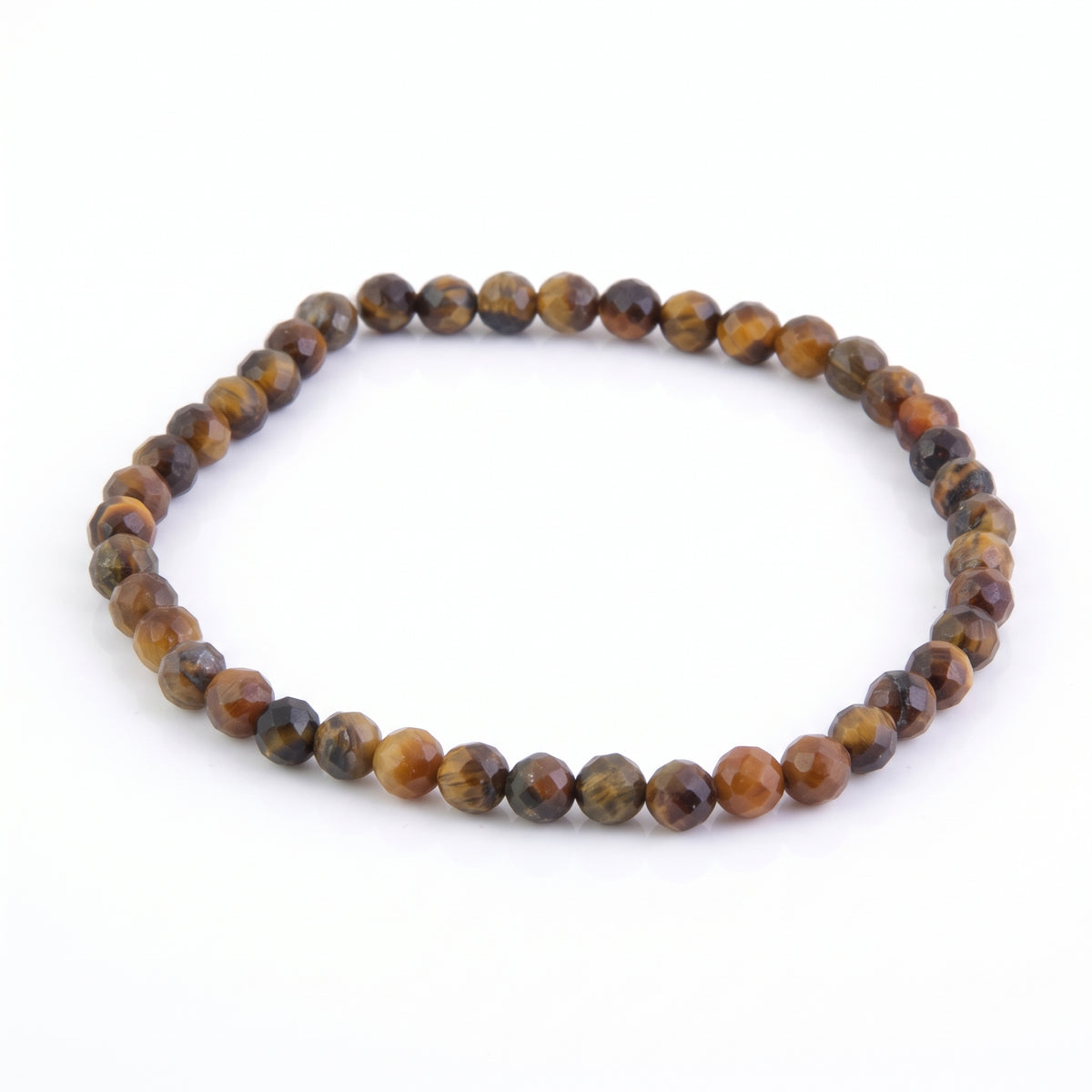 Pulsera Ojo de Tigre Facetada Elástica de 4 mm