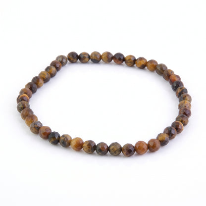 Pulsera Ojo de Tigre Facetada Elástica de 4 mm