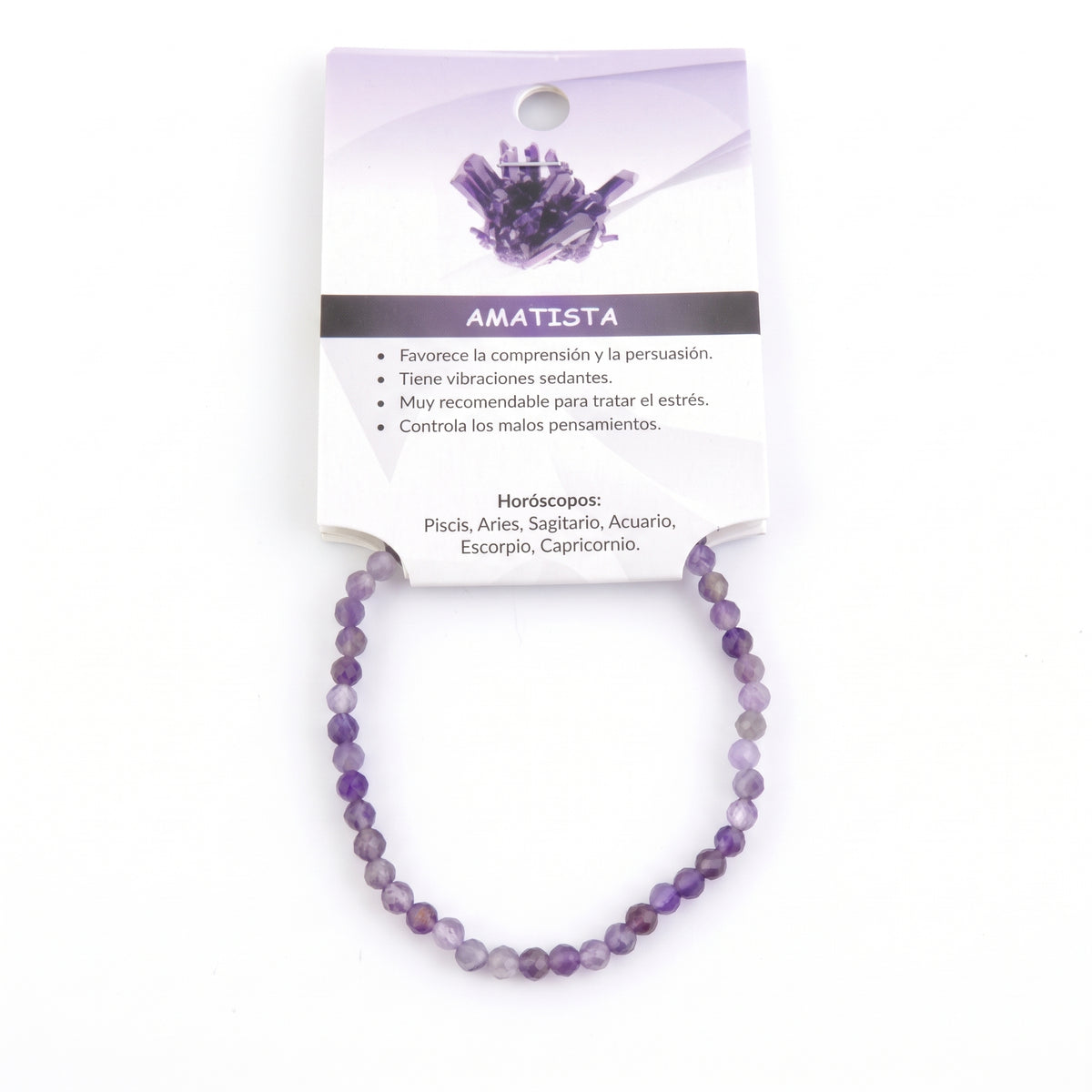 Pulsera de Amatista facetada de 4 mm elástica