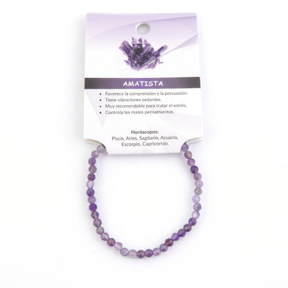 Pulsera de Amatista facetada de 4 mm elástica