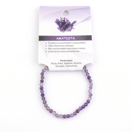 Pulsera de Amatista facetada de 4 mm elástica