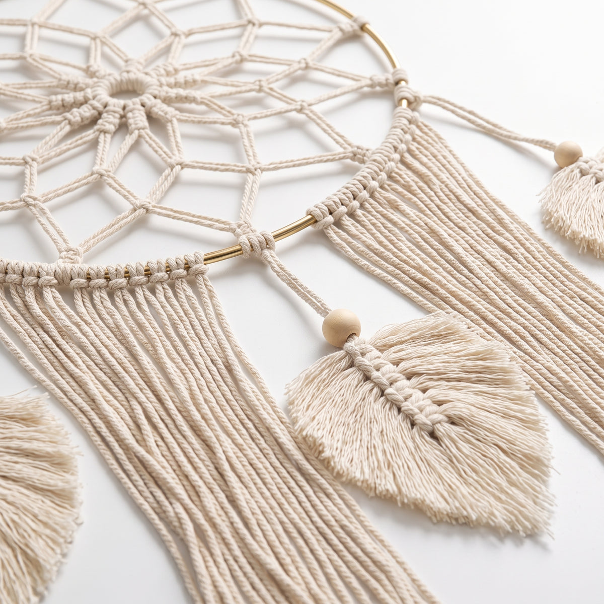 Atrapasueños Bohemio Tejido con Hojas en Macramé