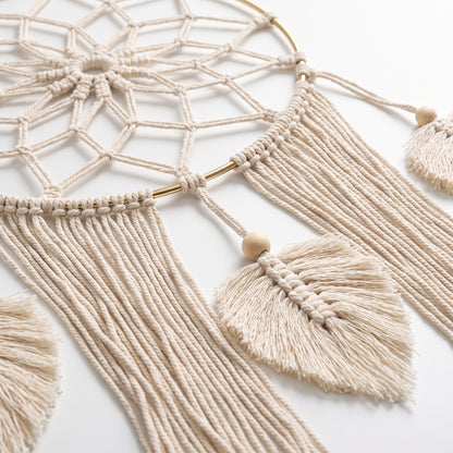 Atrapasueños Bohemio Tejido con Hojas en Macramé